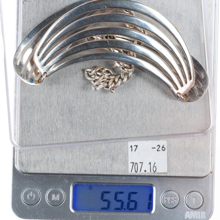 John G. Begay Navajo White Hogan Shop Modernist sterling silver bib necklace