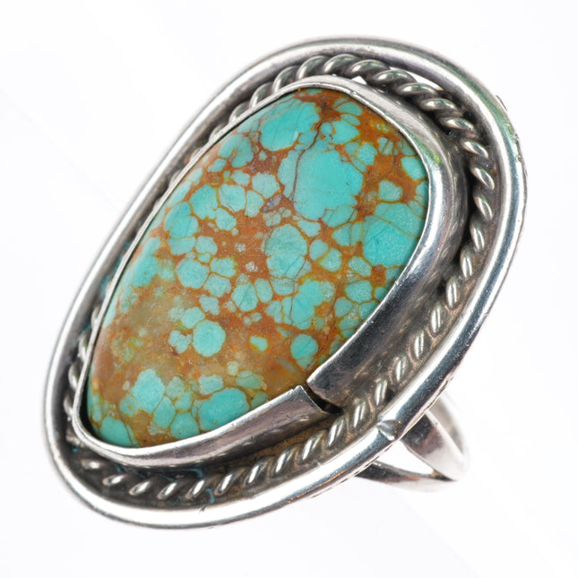 sz9.25 vintage Navajo sterling silver red webbed spiderweb turquoise ring