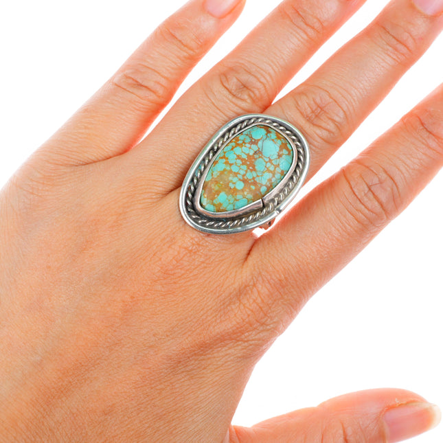 sz9.25 vintage Navajo sterling silver red webbed spiderweb turquoise ring
