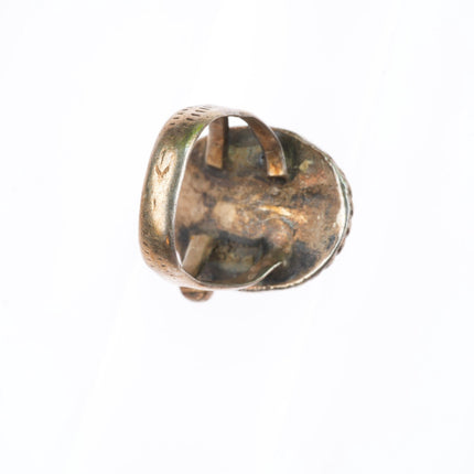 sz7 vintage Navajo sterling silver Cerrillos turquoise greasy green ring
