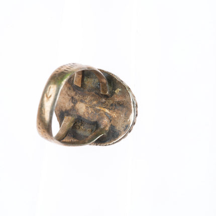 sz7 vintage Navajo sterling silver Cerrillos turquoise greasy green ring