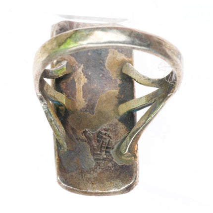 sz6.25 Allen Pooyouma Hopi overlay ring sterling silver