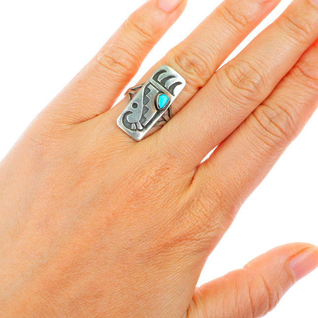 sz6.25 Allen Pooyouma Hopi overlay ring sterling silver