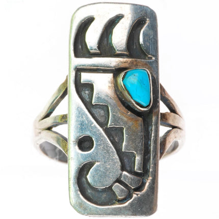 sz6.25 Allen Pooyouma Hopi overlay ring sterling silver