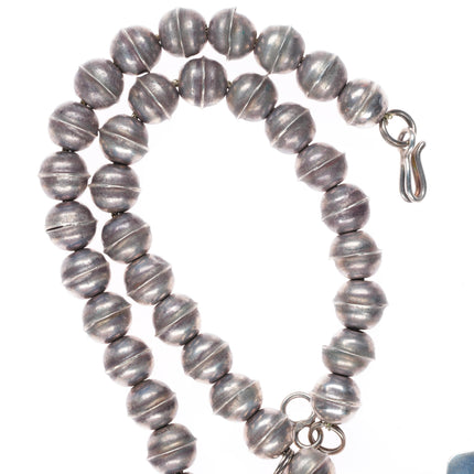 24" vintage Navajo Bisbee Turquoise sterling silver tab necklace