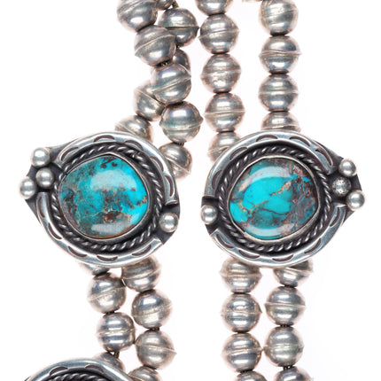 24" vintage Navajo Bisbee Turquoise sterling silver tab necklace
