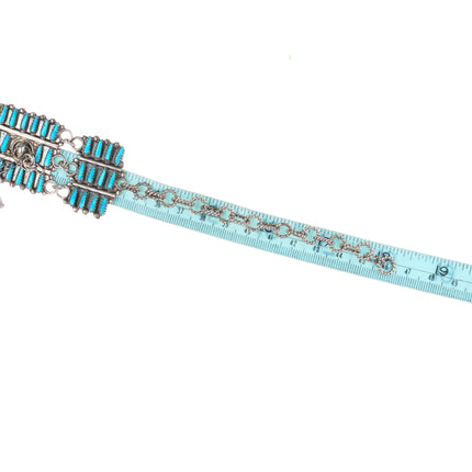 Lavell Byjoe vintage Navajo sterling silver turquoise needlepoint necklace