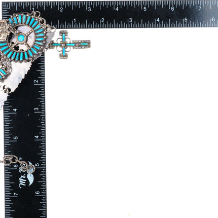 Lavell Byjoe vintage Navajo sterling silver turquoise needlepoint necklace