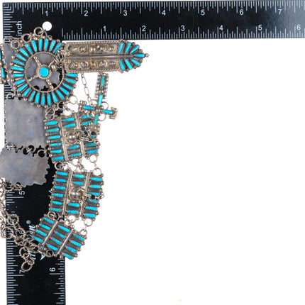 Lavell Byjoe vintage Navajo sterling silver turquoise needlepoint necklace