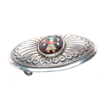 1.5" Vintage Jenny Blackgoat Navajo sterling silver Ghan Dancer belt buckle