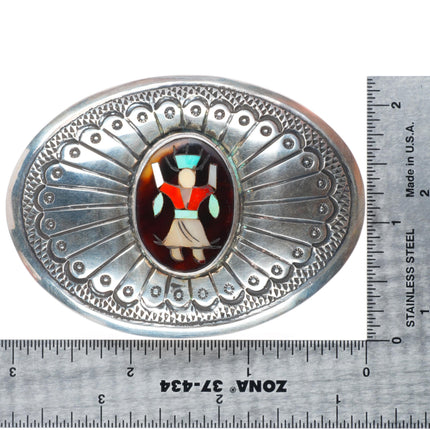 1.5" Vintage Jenny Blackgoat Navajo sterling silver Ghan Dancer belt buckle