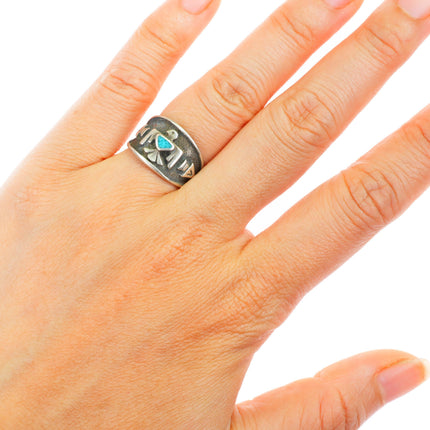 sz5.5 vintage Fred Harvey southwest sterling silver turquoise thunderbird ring