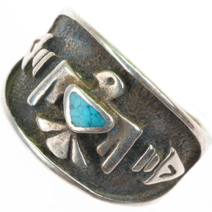 sz5.5 vintage Fred Harvey southwest sterling silver turquoise thunderbird ring