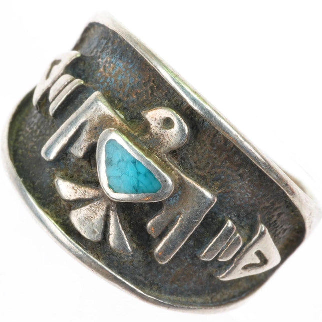 sz5.5 vintage Fred Harvey southwest sterling silver turquoise thunderbird ring