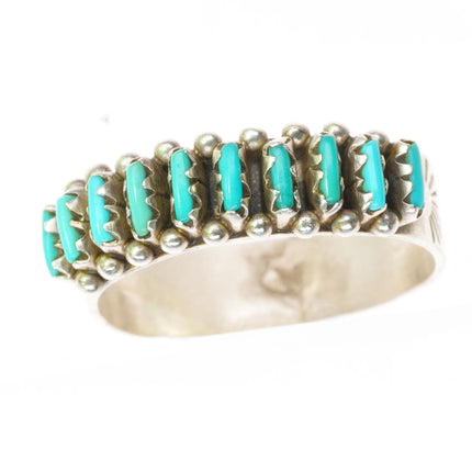 sz7.5 Quam Zuni sterling silver needlepoint turquoise band ring