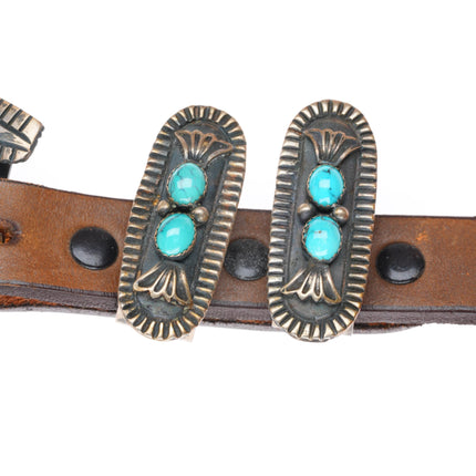1" Harry Morgan Navajo sterling silver and turquoise ranger belt buckle set