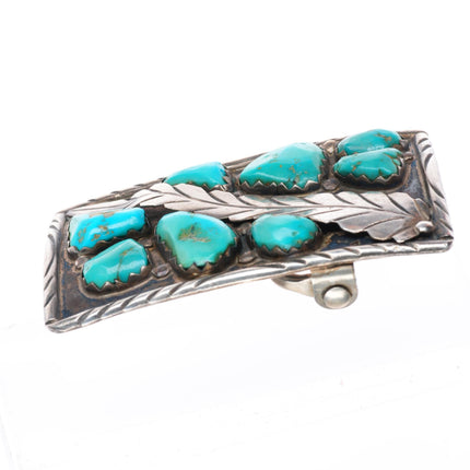 1.25" Marvelyne Cheama Zuni sterling silver turquoise big feather belt buckle