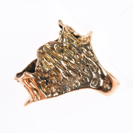 sz7 Large vintage 14k yellow gold brutalist southwestern opal ring