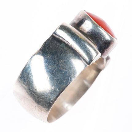sz7.5 Edison Billy Navajo sterling silver high grade coral ring