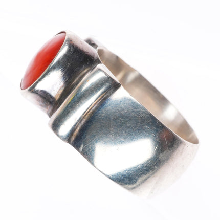 sz7.5 Edison Billy Navajo sterling silver high grade coral ring
