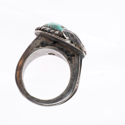 sz8.25 vintage Navajo sterling silver spiderweb turquoise ring