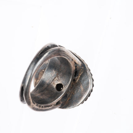 sz8.25 vintage Navajo sterling silver spiderweb turquoise ring