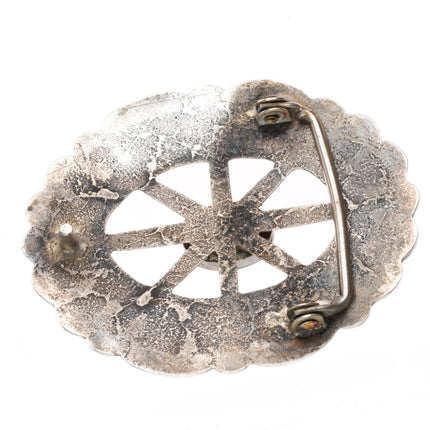 1.5" vintage Tufa Cast sterling silver wagon wheel design belt buckle turquoise