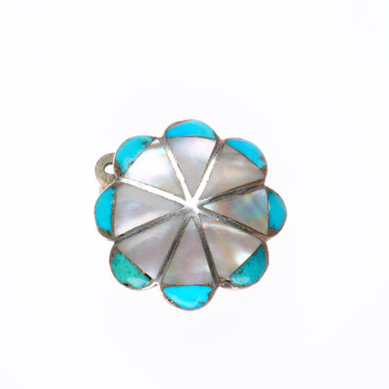 vintage 1950's-60's Zuni sterling silver shell/turquoise clip on earrings