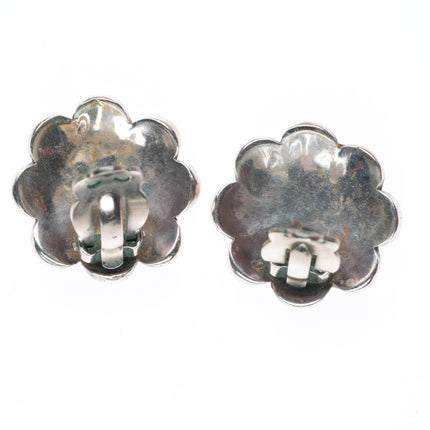 vintage 1950's-60's Zuni sterling silver shell/turquoise clip on earrings