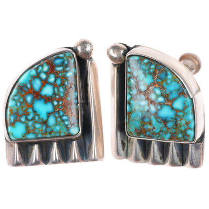 c1940-50's Navajo sterling silver high grade spiderweb turquoise earrings
