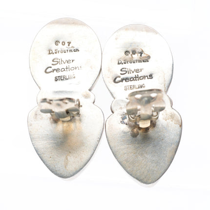 David Troutman southwestern sterling silver turquoise clip-on earrings