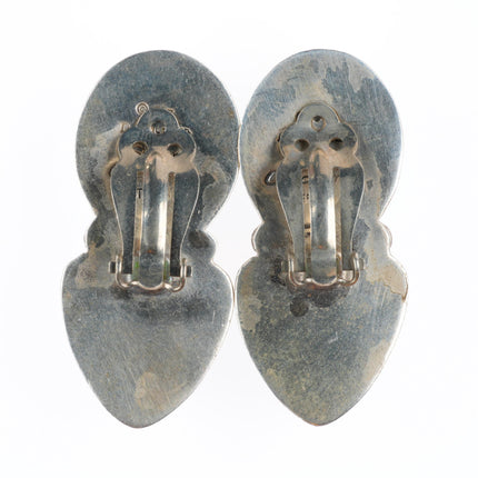David Troutman southwestern sterling silver turquoise clip-on earrings