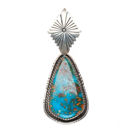 vintage Navajo sterling silver Pilot Mountain turquoise pendant
