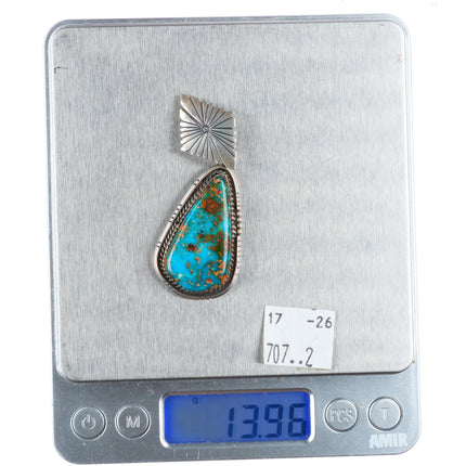 vintage Navajo sterling silver Pilot Mountain turquoise pendant