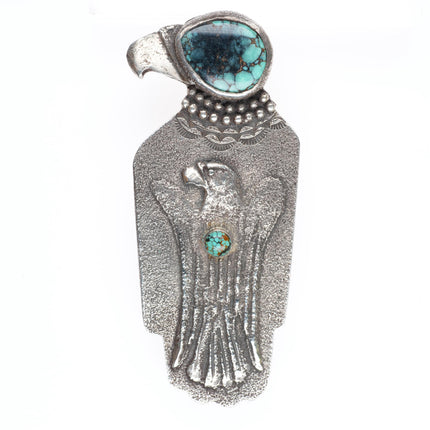 Anthony Lovato Santo Domingo Tufa Cast sterling silver and turquoise pendant/pin