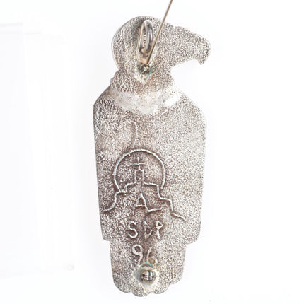 Anthony Lovato Santo Domingo Tufa Cast sterling silver and turquoise pendant/pin