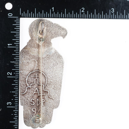 Anthony Lovato Santo Domingo Tufa Cast sterling silver and turquoise pendant/pin