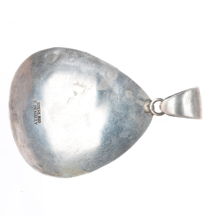 Vintage Benally Navajo sterling silver turquoise-malachite stone cluster pendant
