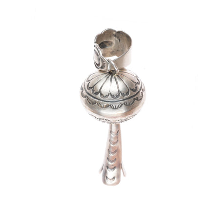 Big Navajo deep stamped sterling silver Pomegranate Squash blossom pendant