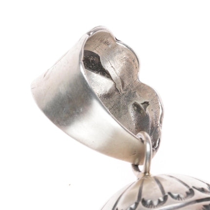 Big Navajo deep stamped sterling silver Pomegranate Squash blossom pendant