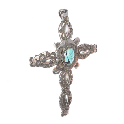Albert & Jeanette Brown Navajo deep stamped sterling silver cross pendant