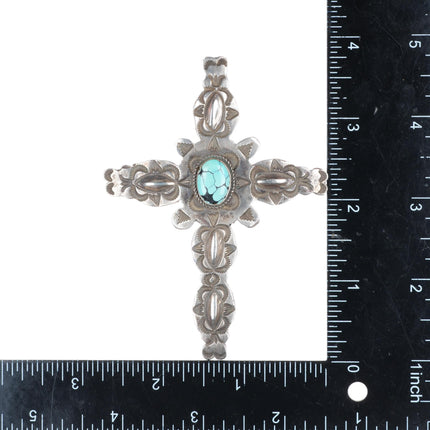 Albert & Jeanette Brown Navajo deep stamped sterling silver cross pendant