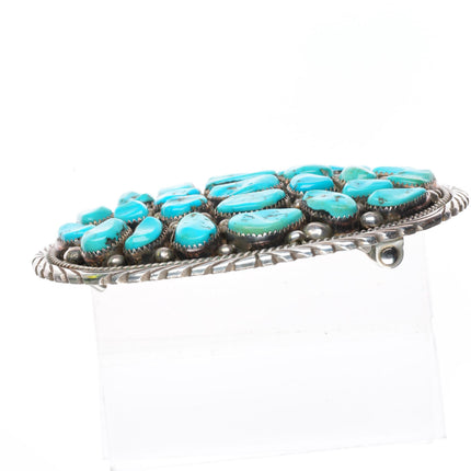 1.75" large Randy Hoskie Navajo sterling silver turquoise cluster belt buckle