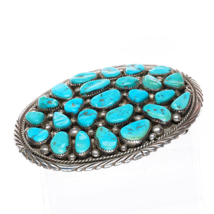 1.75" large Randy Hoskie Navajo sterling silver turquoise cluster belt buckle