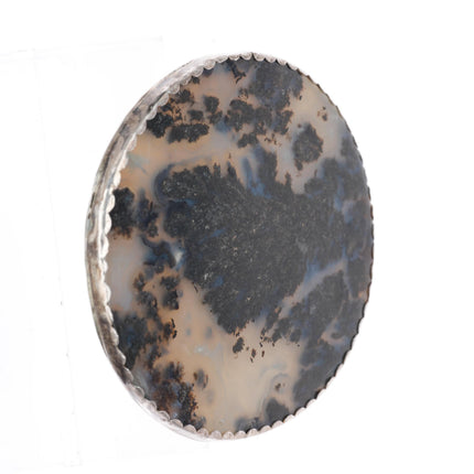 1.5" vintage sterling silver moss agate southwestern belt buckle