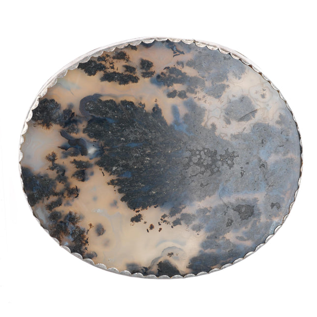 1.5" vintage sterling silver moss agate southwestern belt buckle