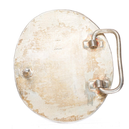 1.5" vintage sterling silver moss agate southwestern belt buckle