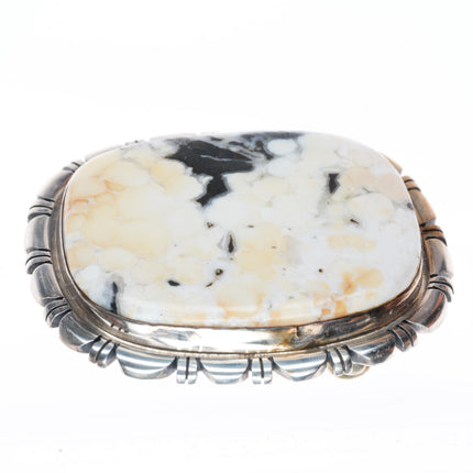 1" Navajo sterling silver white buffalo jasper belt buckle