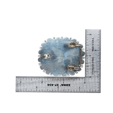 1" Navajo sterling silver white buffalo jasper belt buckle