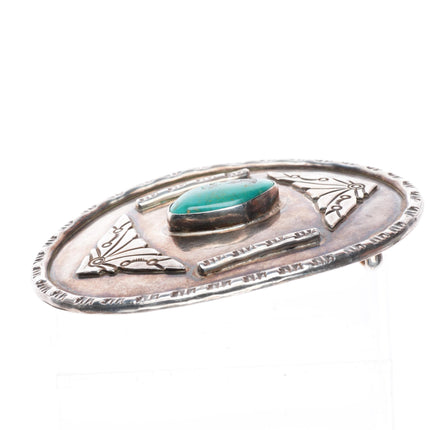 1.75" vintage Navajo sterling silver turquoise belt buckle